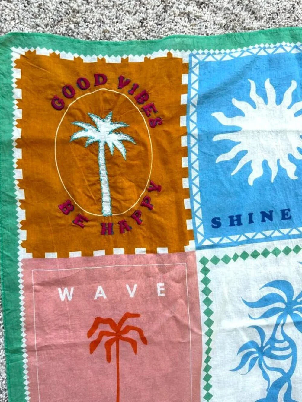 Calypso St. Barth Large Embroidered Travel Wrap Vacation Print Palm Beach